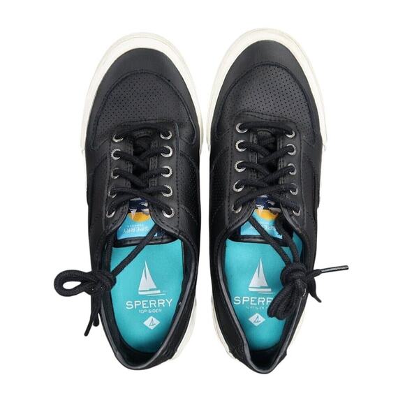 Sperry Shoes Womens 8 Sneakers Athletic Casual Soletide Leather Black Lace Up - Picture 6 of 12